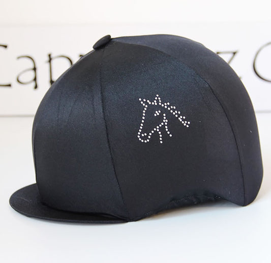 Capz Diamondz Cap Cover Lycra Horse Head Black