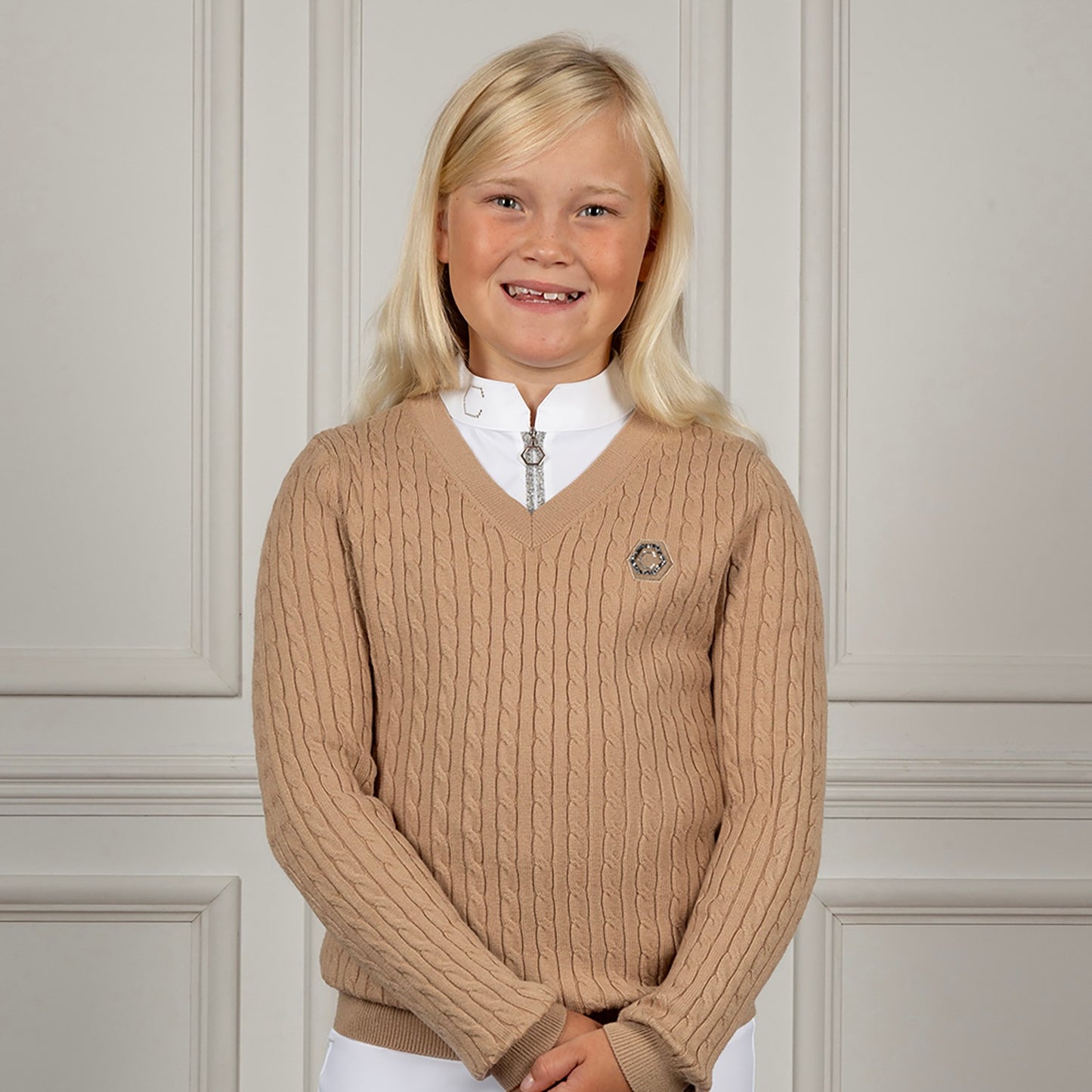 Coldstream NG Clarkston Knitted V-Neck Jumper Champagne - 13/14 Years