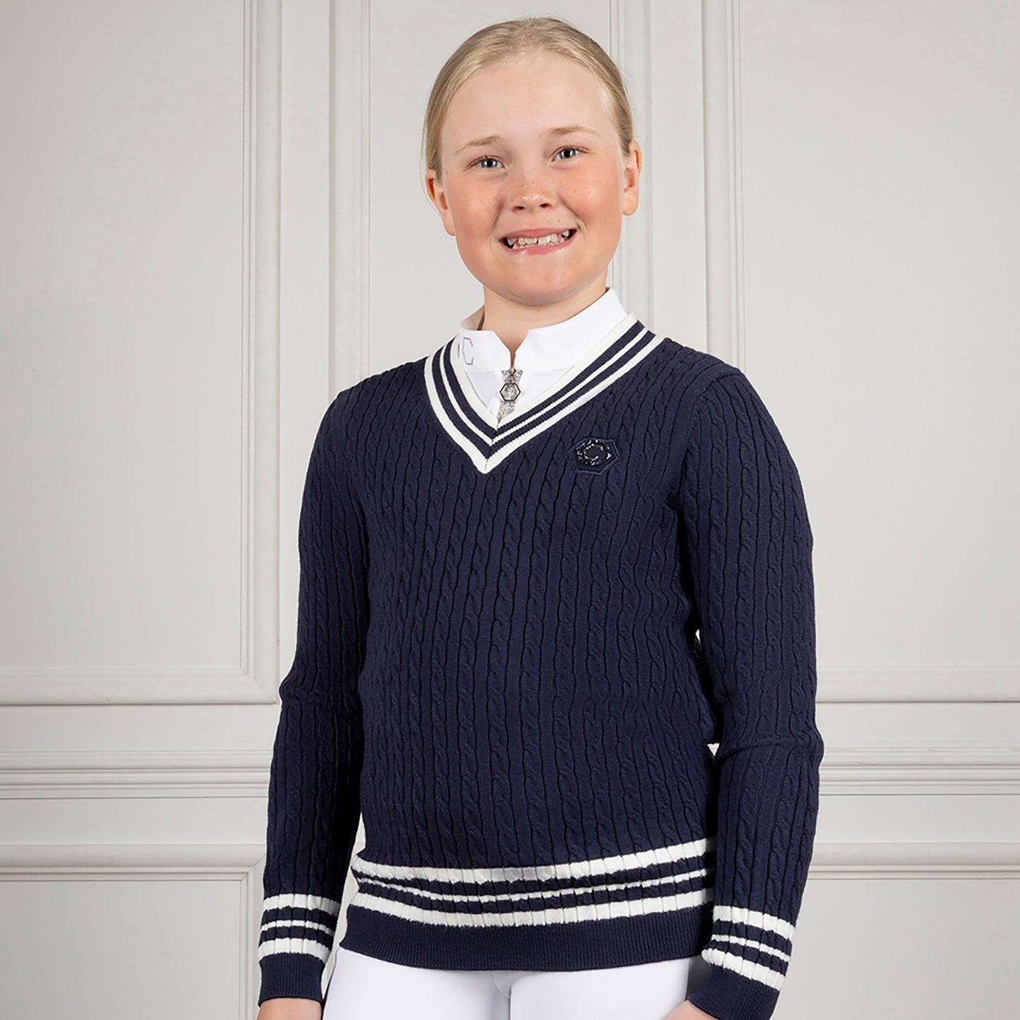 Coldstream Next Generation Horndean Knitted V-Neck Jumper Navy - 13/14 Years