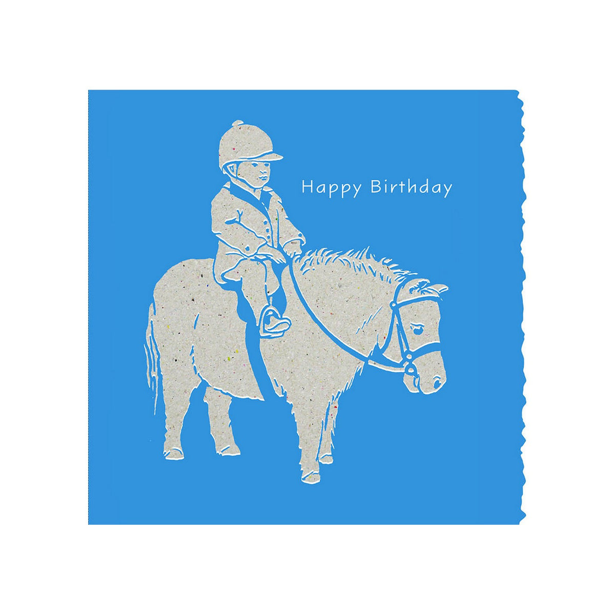 Deckled Edge Colour Block Pony Card Happy Birthday Shetland Pony