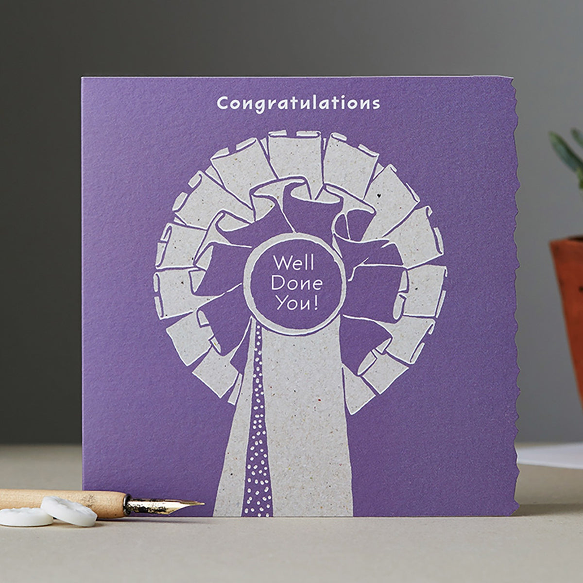 Deckled Edge Colour Block Pony Congratulations Rosette