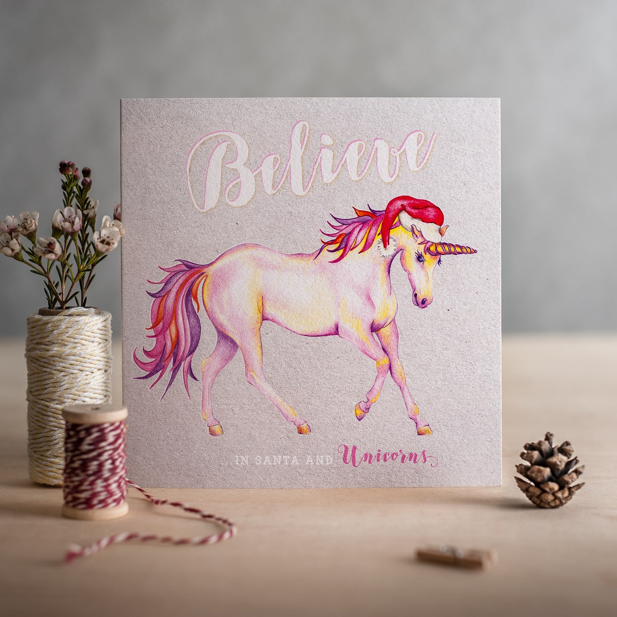 Deckled Edge Christmas Believe in Santa & Unicorns