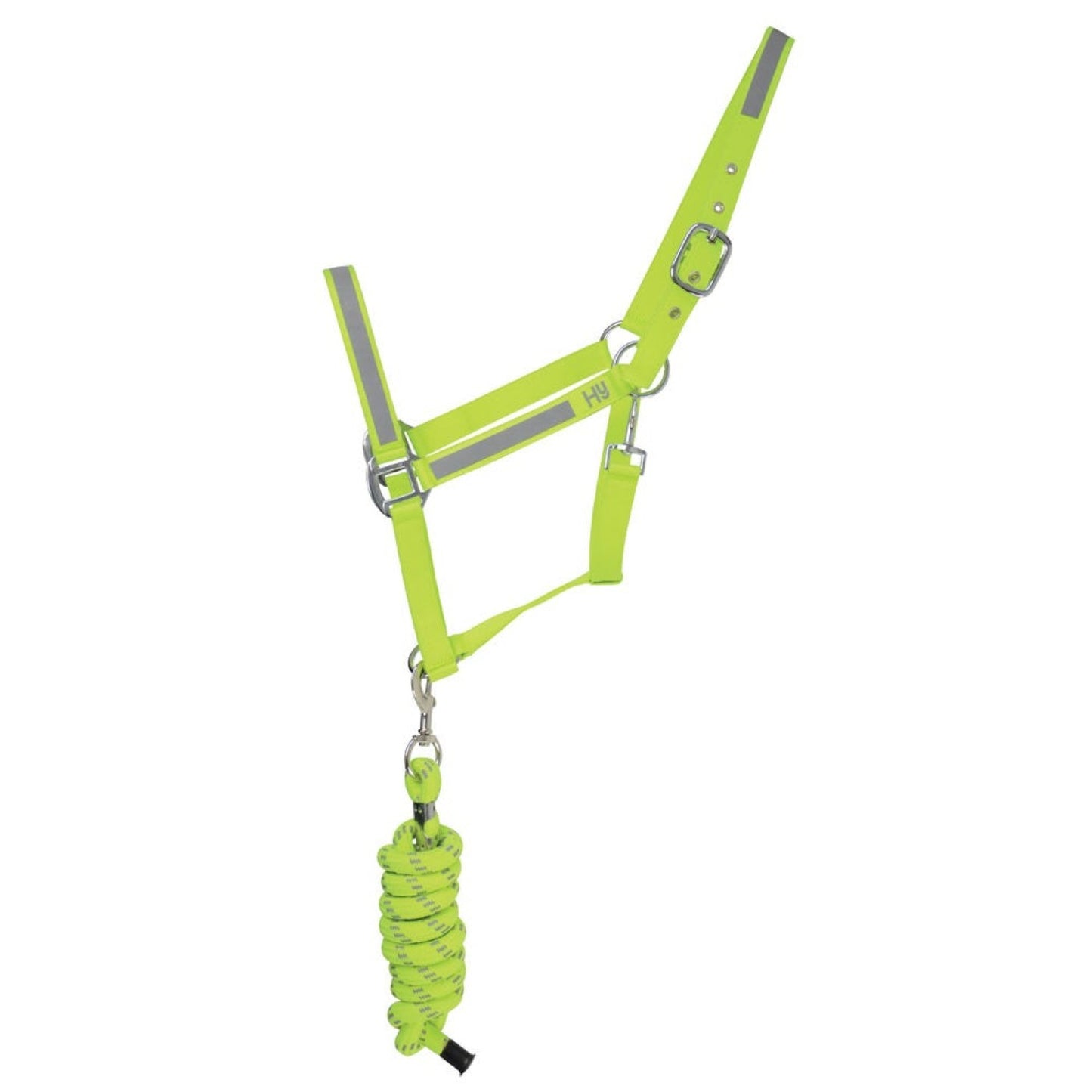 Reflector Headcollar & Lead Rope by Hy Equestrian Yellow - Full