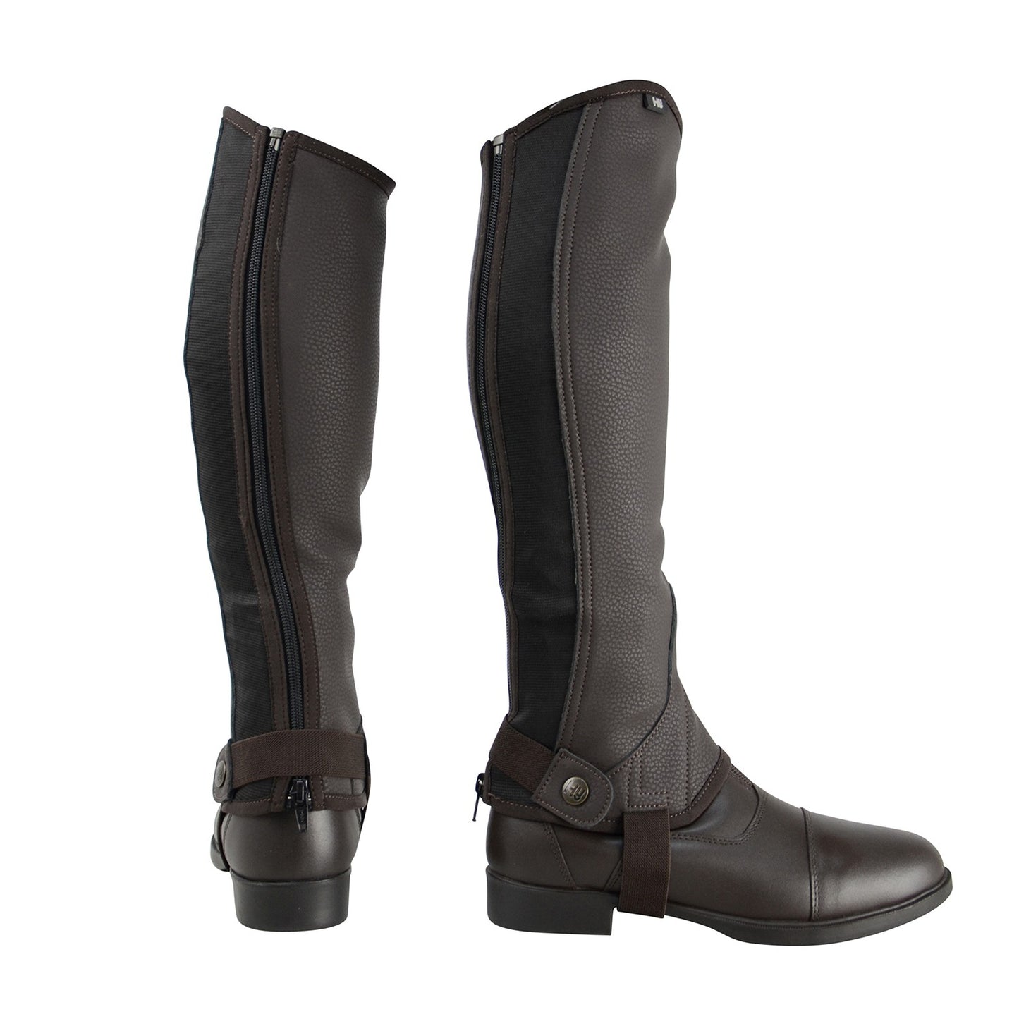 Hy Equestrian Synthetic Combi Leather Chaps Brown - Xlarge
