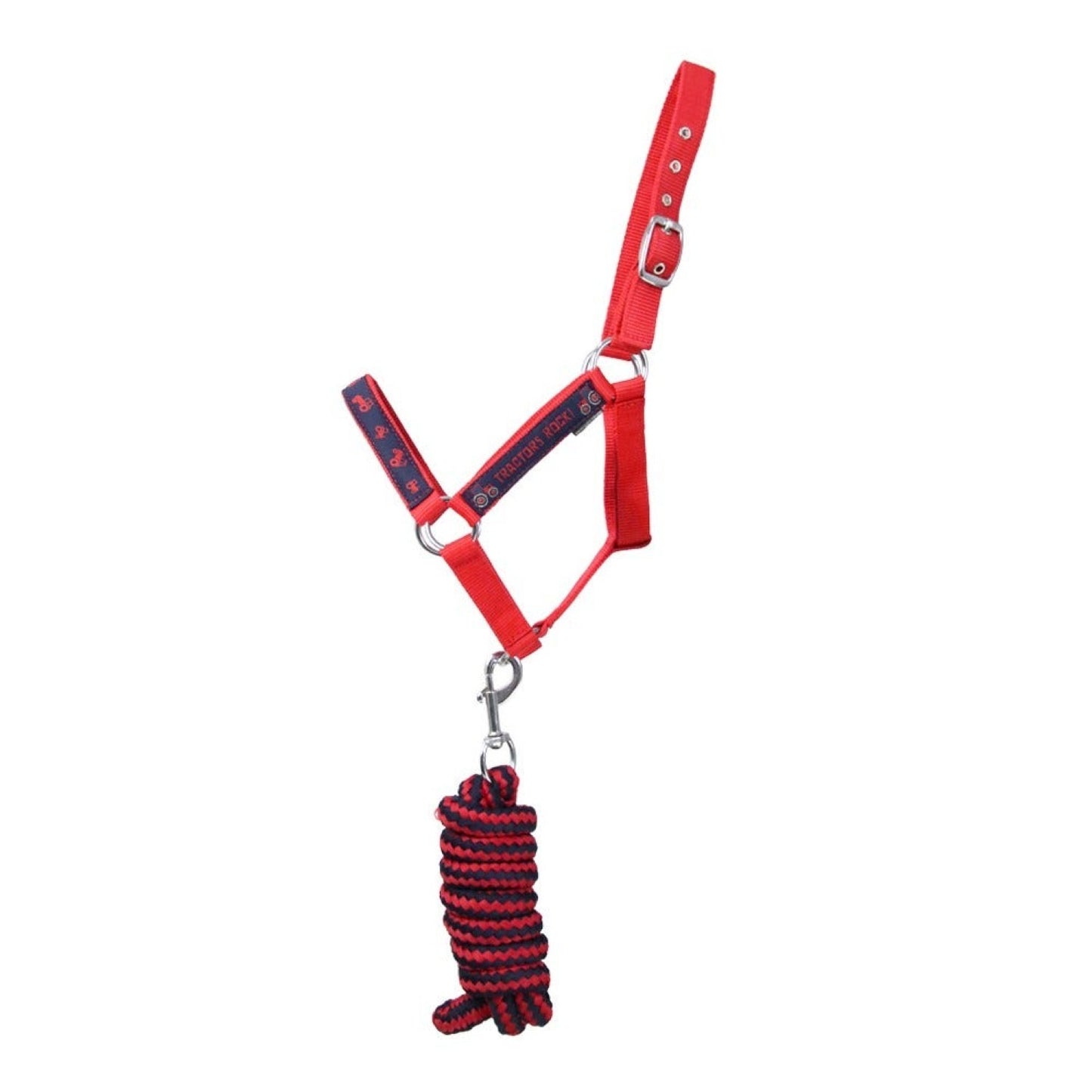 Tractors Rock Headcollar & Lead Rope Navy/Red