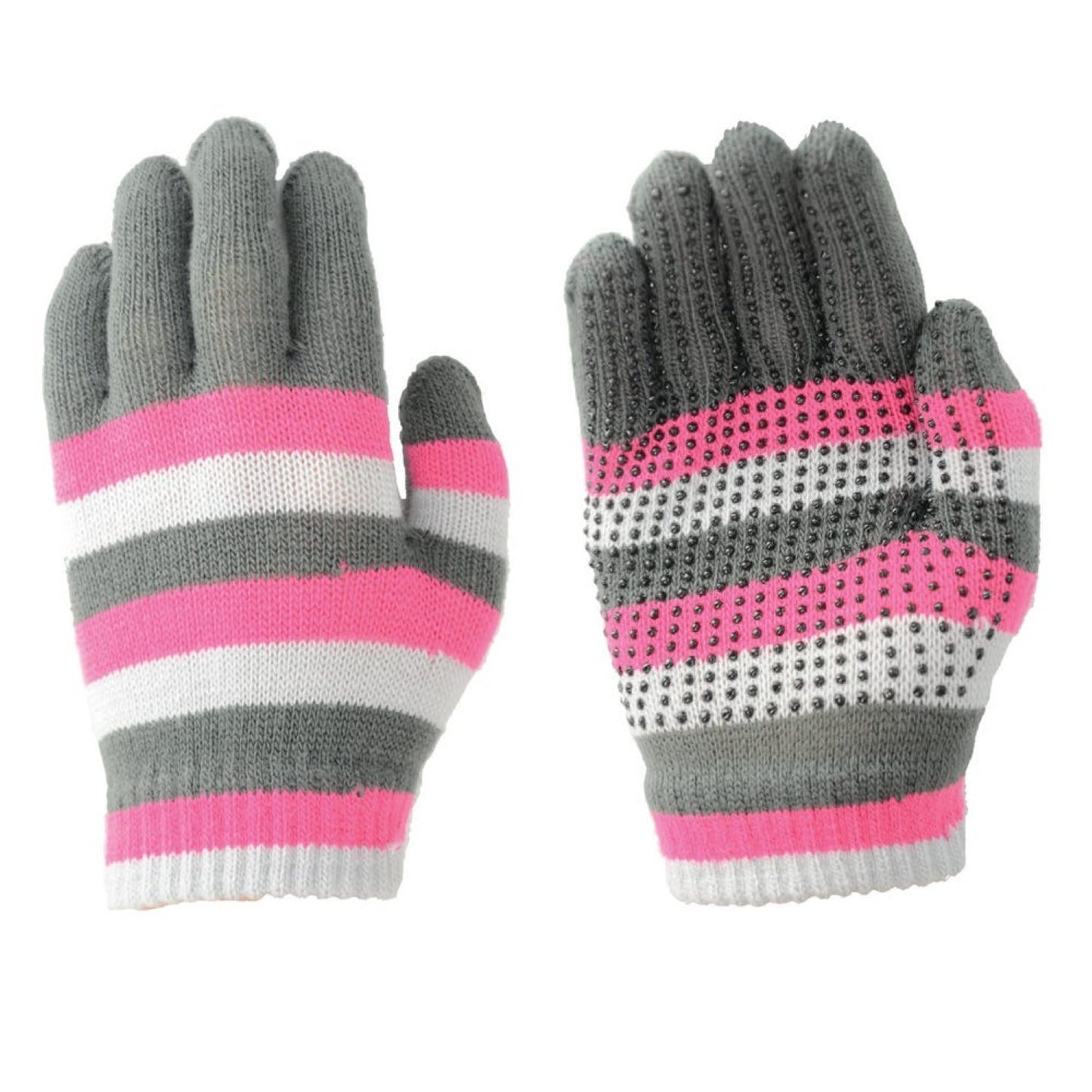 Hy Equestrian Magic Striped Gloves Pink/Grey