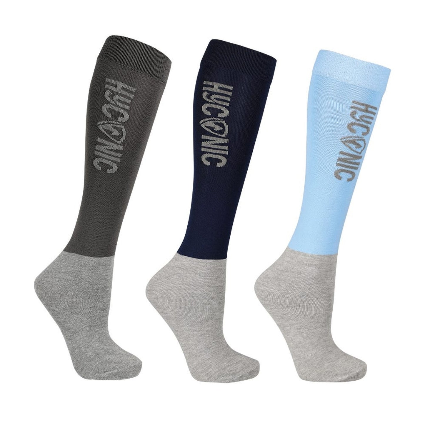 HyCONIC Socks by Hy Equestrian Blue - Adult (4-8) x 3 Pairs