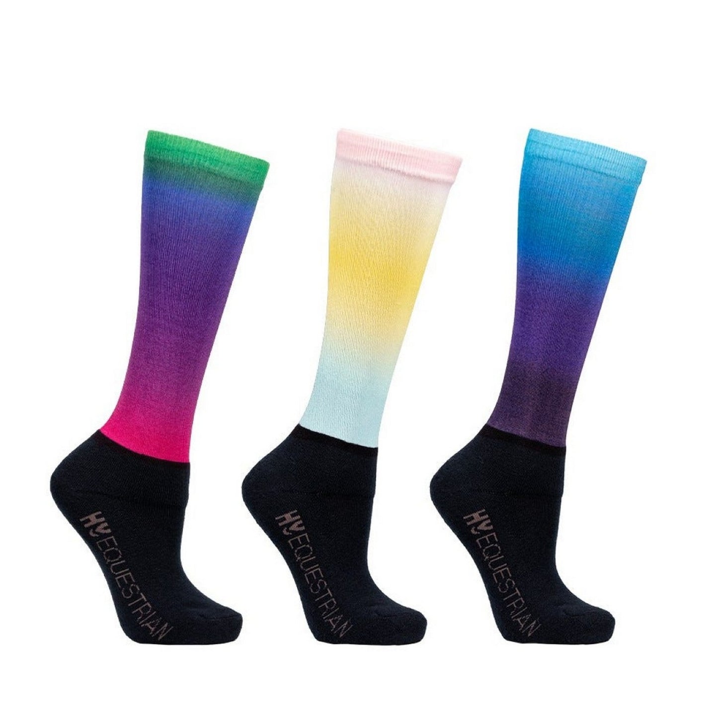 Hy Equestrian Junior Ombre Socks Navy/Ombre - Mizs (12-4) x 3 Pairs