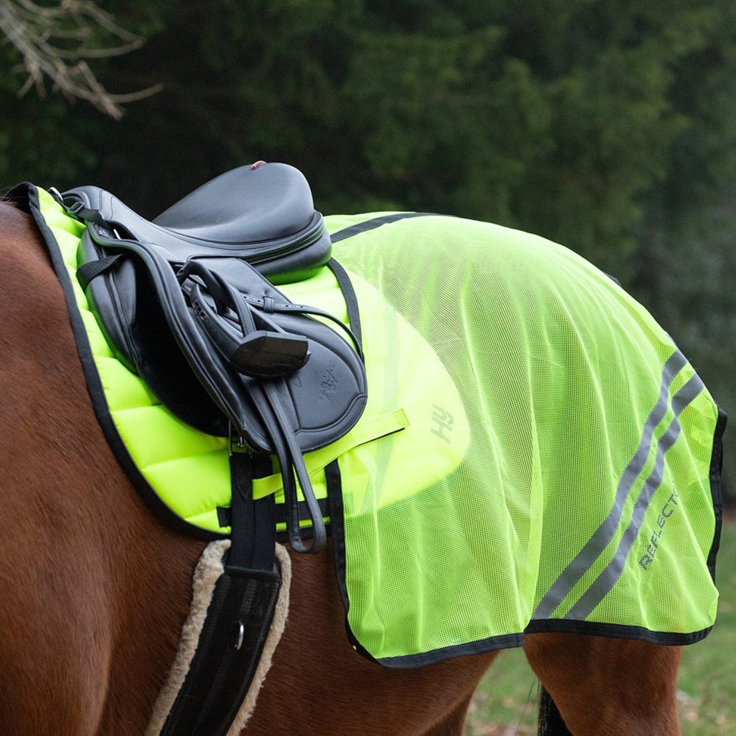 Reflector Summer Mesh Quarter Sheet by Hy Equestrian Yellow - Full