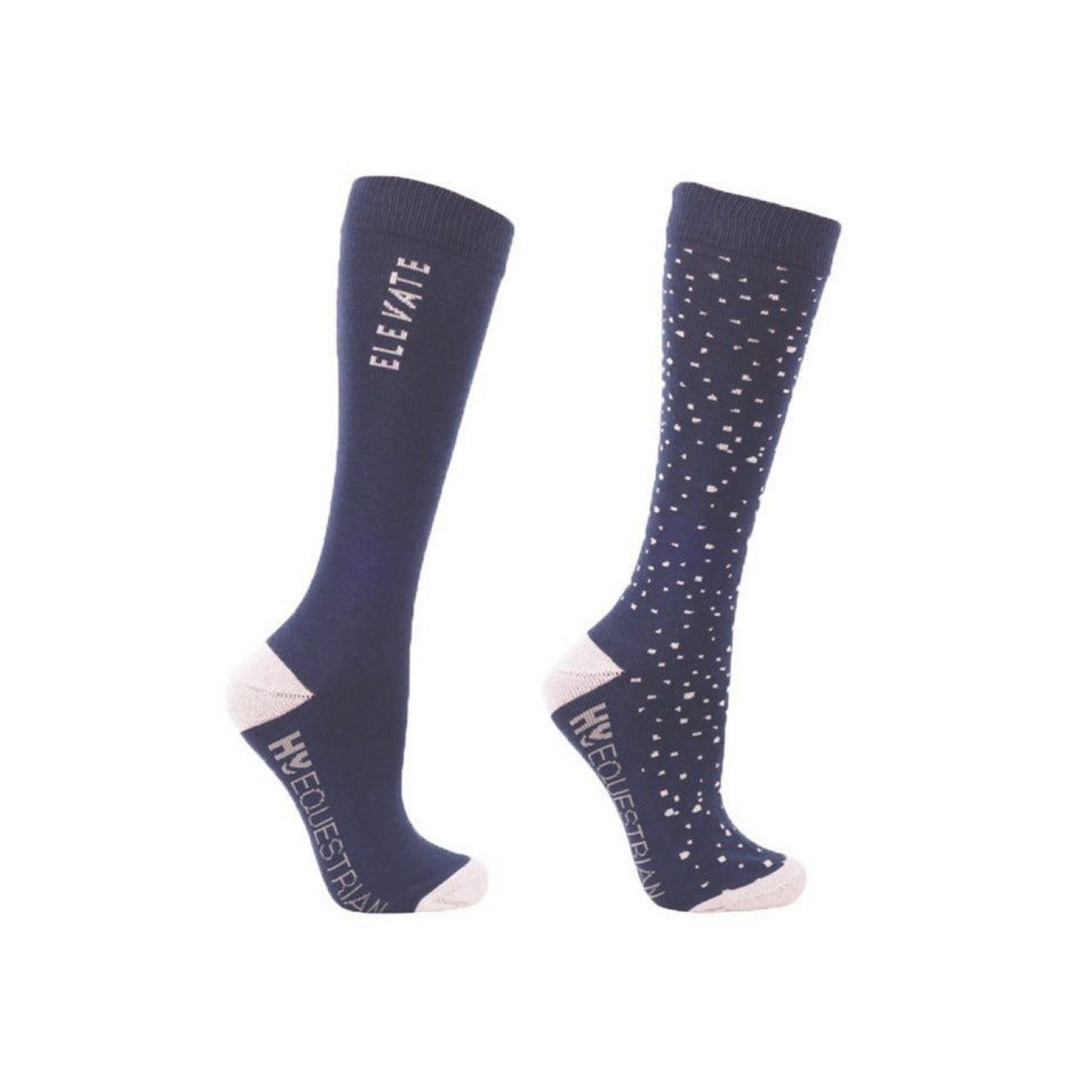 Hy Equestrian Elevate Allure Socks Navy - Adult (4-8) x 2 Pairs