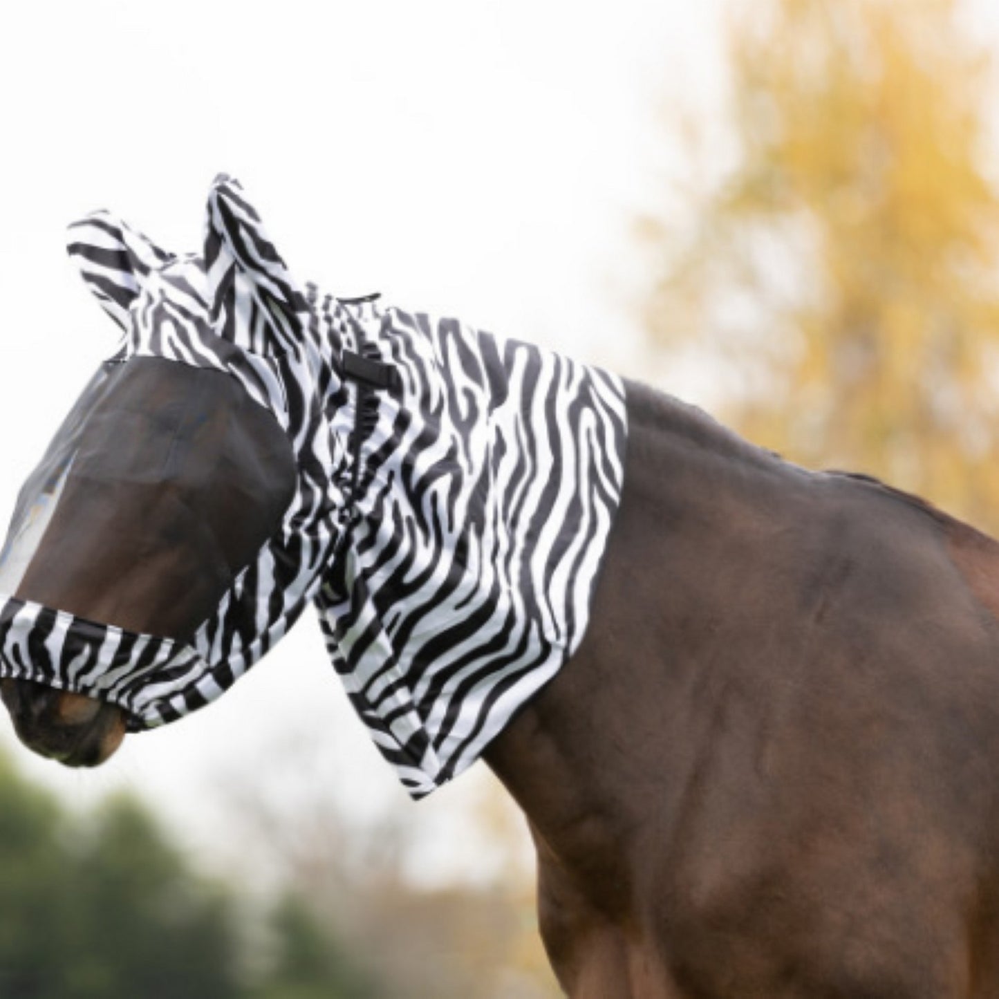 Hy Equestrian Sweet Itch Zebra Fly Mask - Small Pony