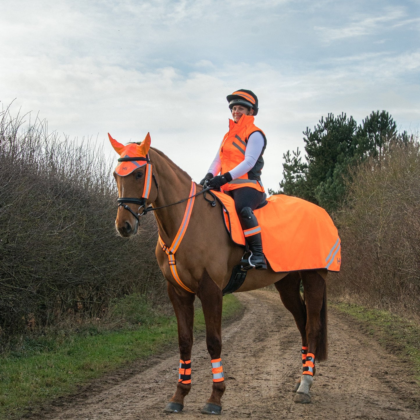 Reflector Arm/Leg Wraps by Hy Equestrian Orange