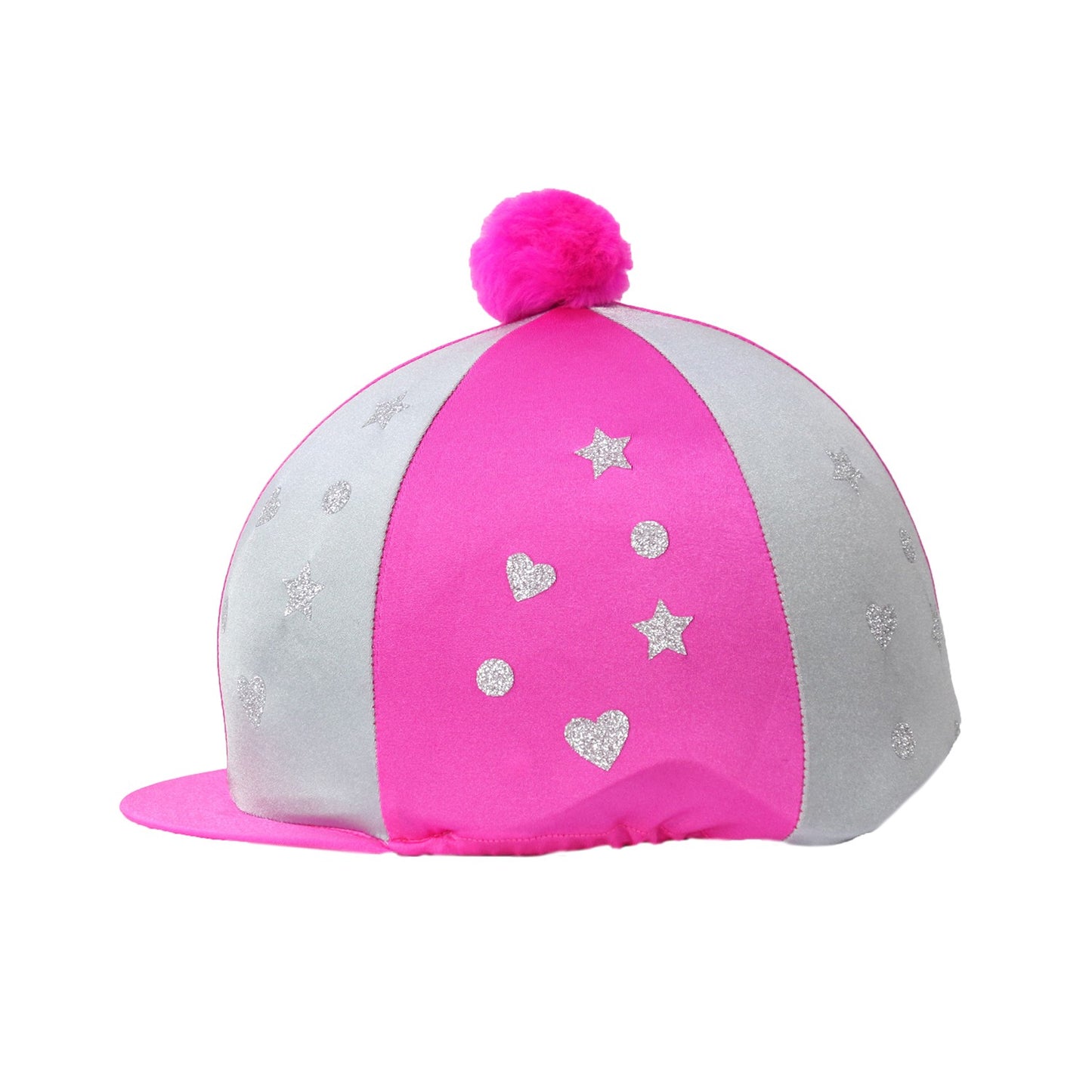 Hy Equestrian Glitter Magic Hat Cover Silver/Hot Pink