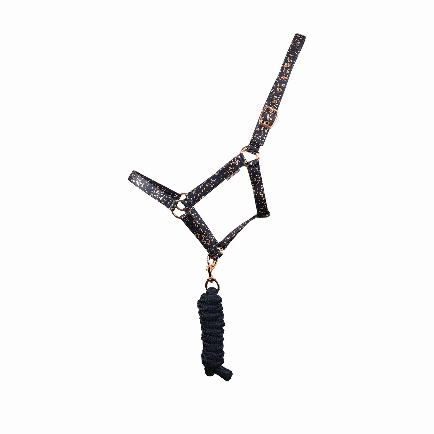 Hy Equestrian Elevate Allure Headcollar & Lead Rope Navy/Rose Gold - Pony
