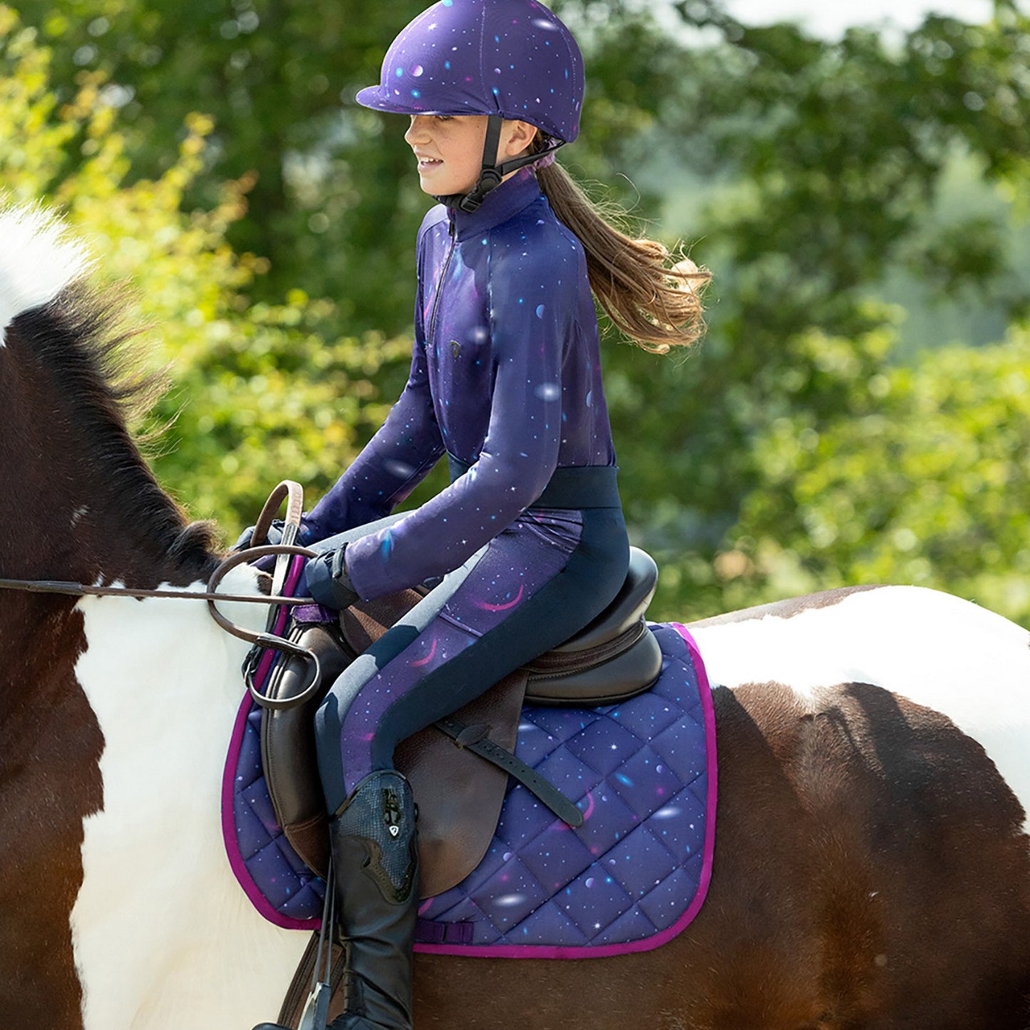 Hy Equestrian Elevate Mizs Out of this World Riding Tights Nvy/Mgt - 7/8 Years