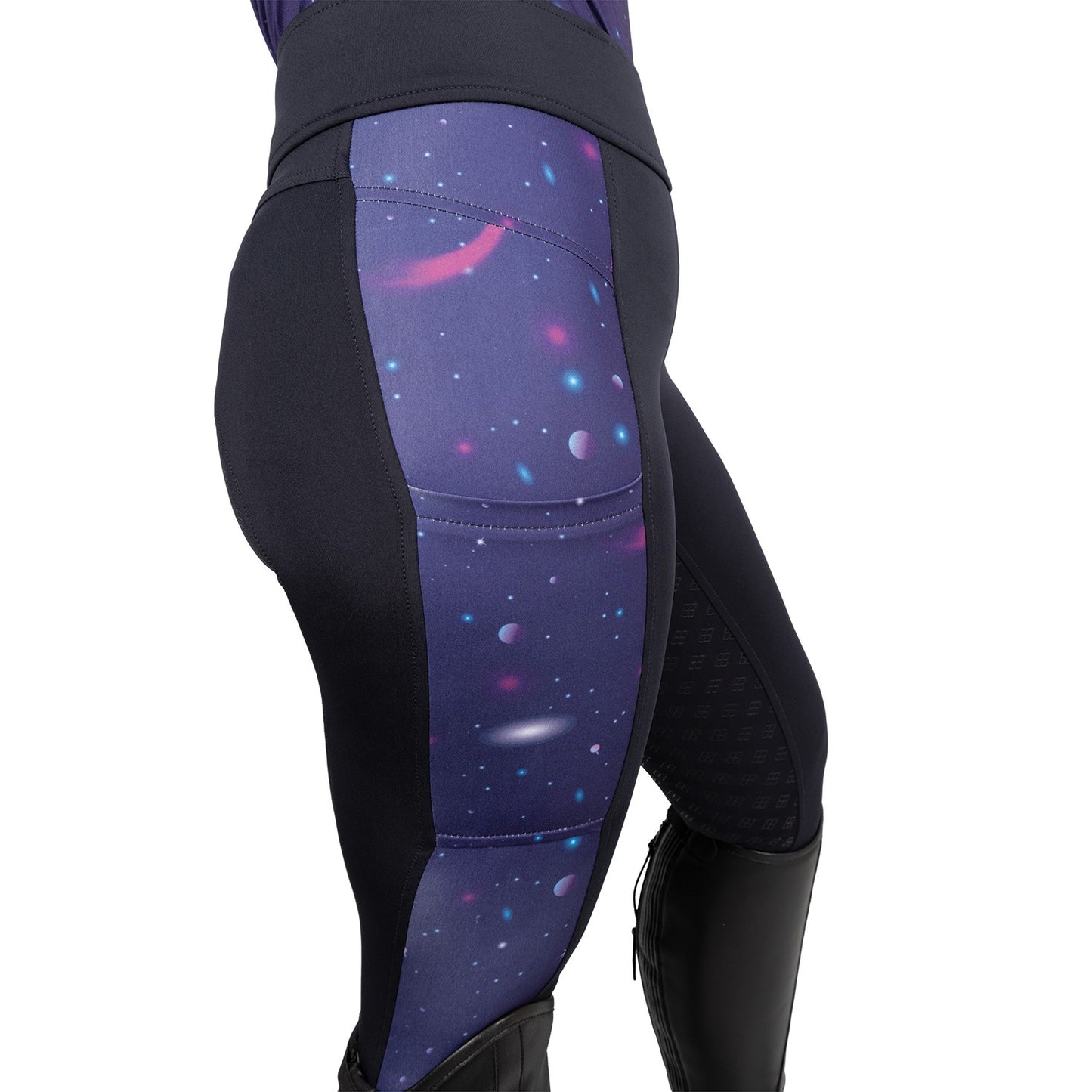 Hy Equestrian Elevate Out of this World Riding Tights Navy/Magenta - Xlarge