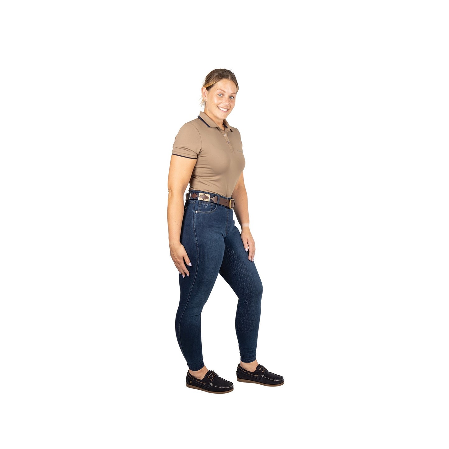 Hy Equestrian Elevate Style Polo - Fossil/Navy - Xxlarge