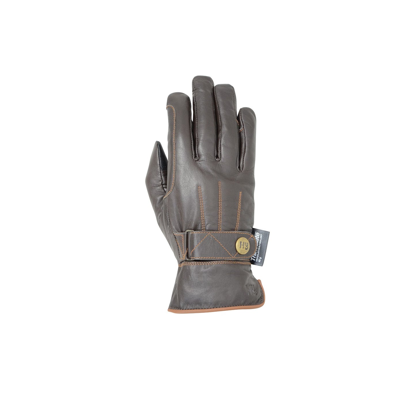 Elevate Thinsulate Leather Winter Riding Gloves Dark Brown/Tan Stitch - X Large
