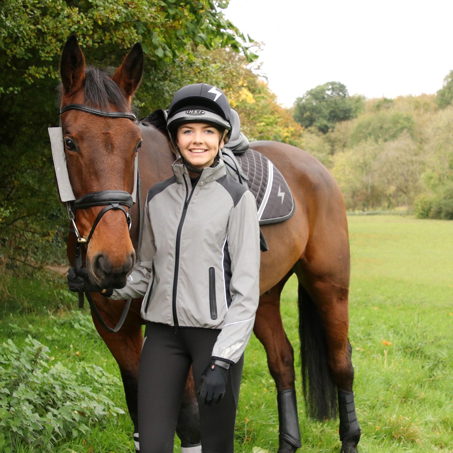 Silva Flash Reflective Jacket by Hy Equestrian Reflective Silver - Large