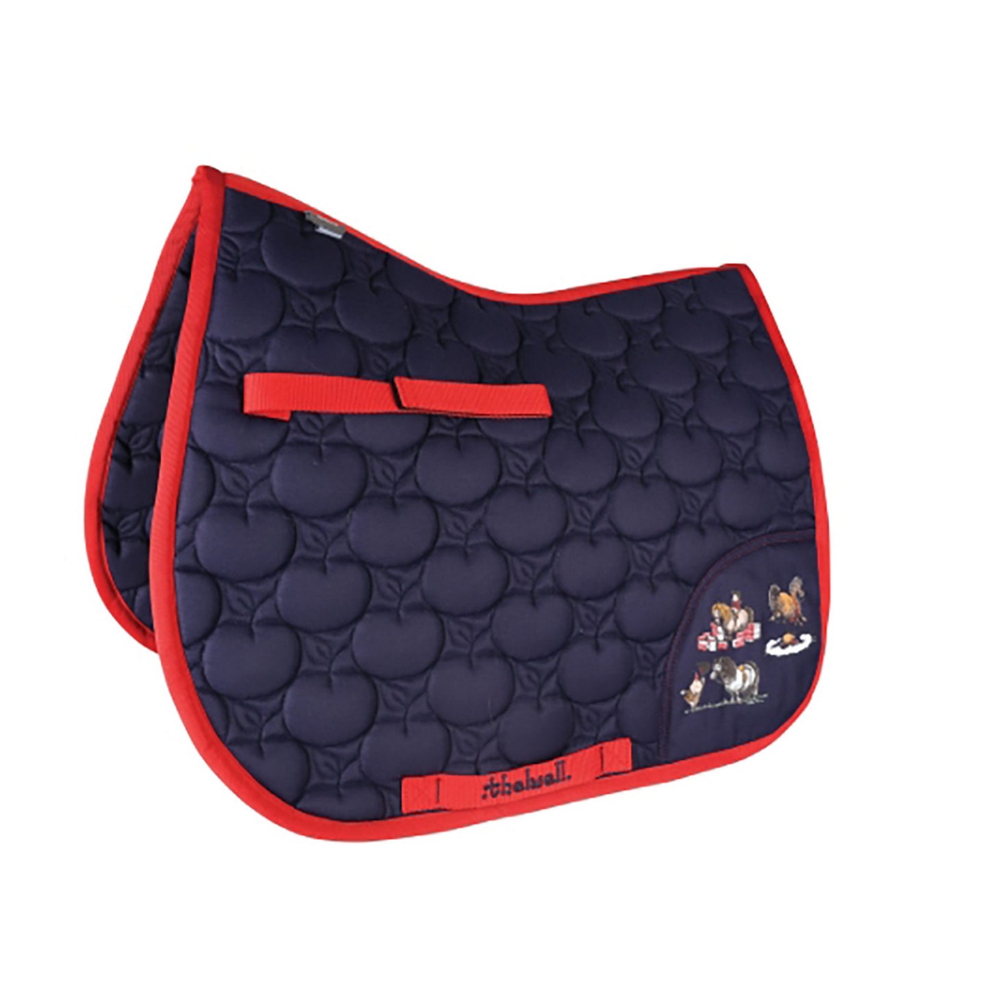 Hy Equestrian Thelwell Practice Makes Perfect Saddle Pad Navy/Red - Pony/Cob