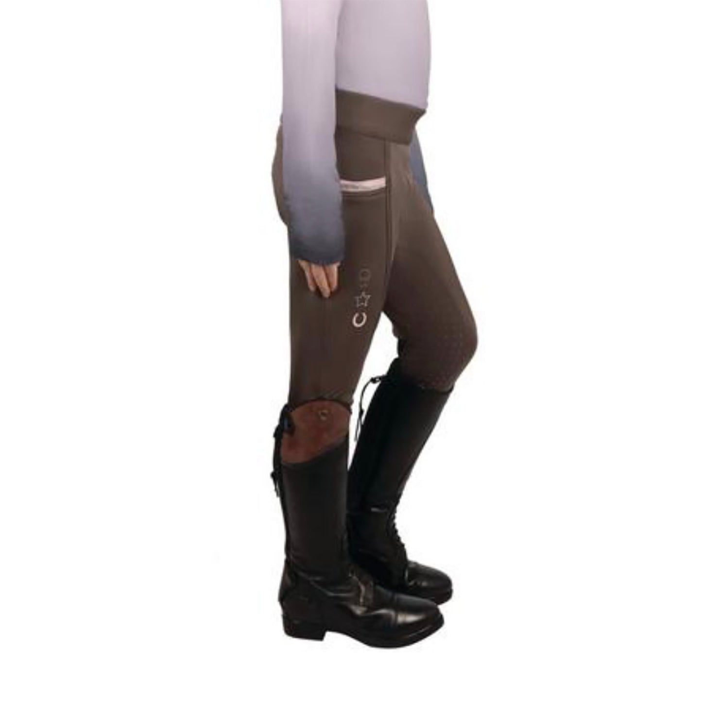 Little Rider Lucky Pony Riding Tights Grey/Pink - 3/4 Years
