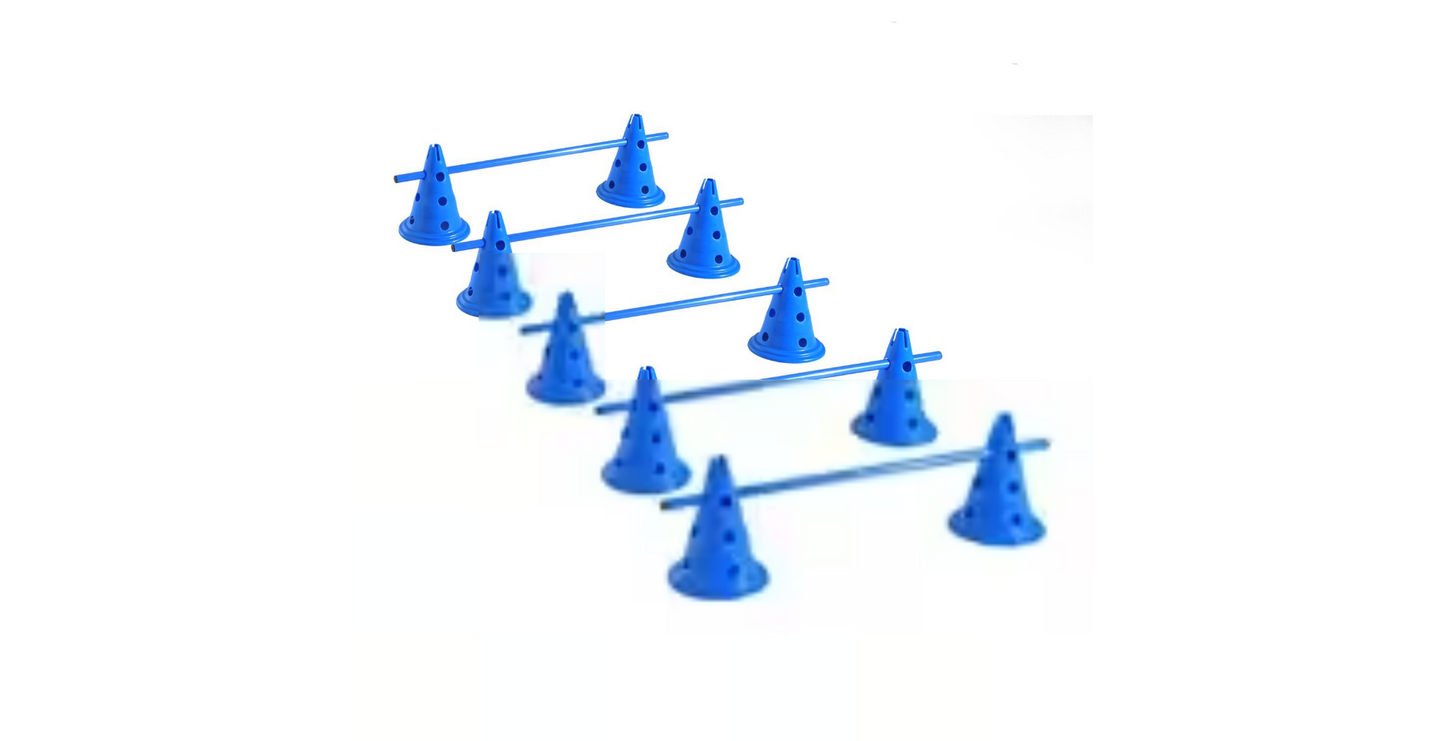 PawHut Dog Agility Set 10x Conical Barrels, 5x Crossbars Blue