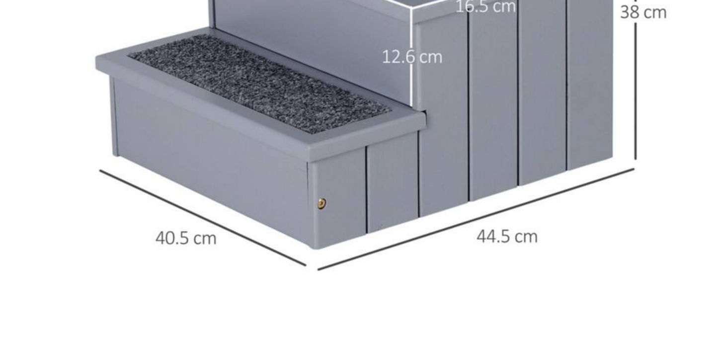 PawHut Pet Stairs D06-065GY 380 x 405 x 445 mm Grey