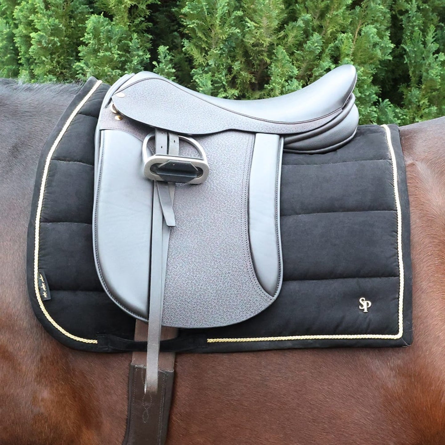 Supreme Products Royal Occasion Suede Saddle Pad Black/Gold - Cob/Full