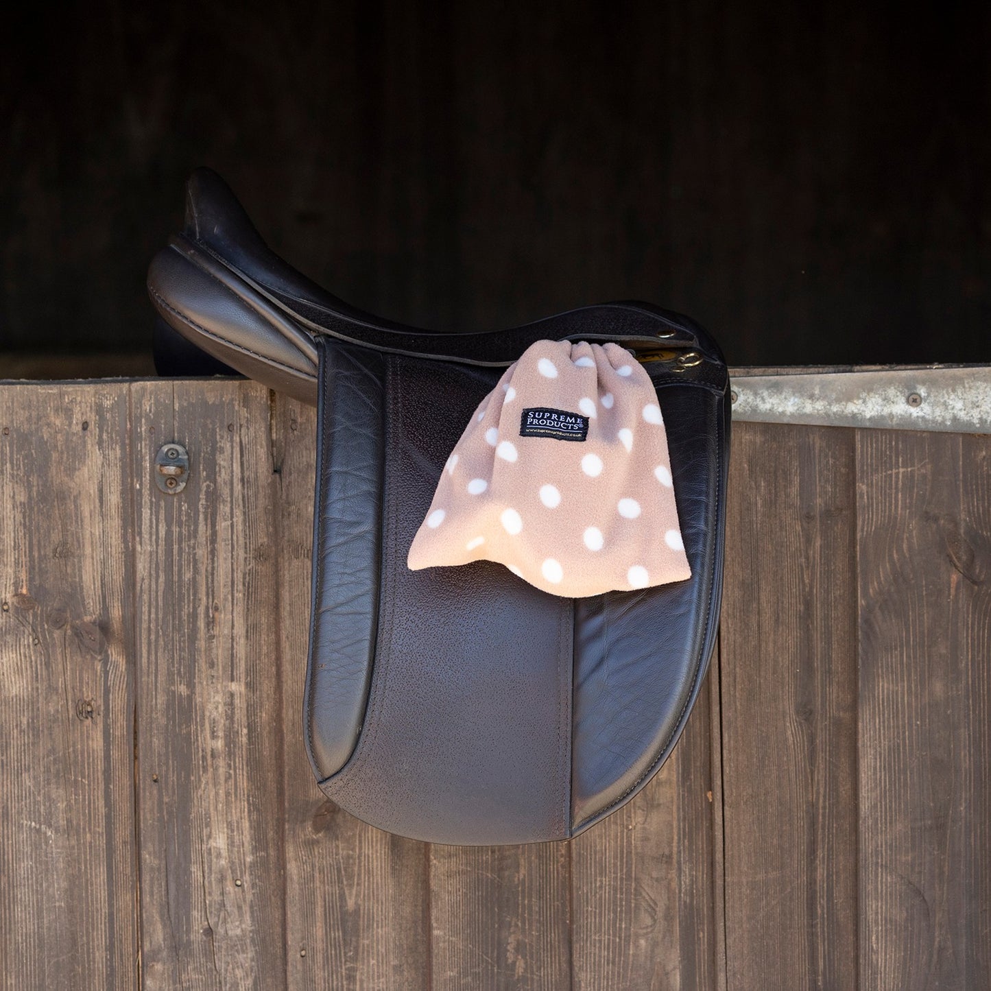 Supreme Products Dotty Fleece Stirrup Covers Luxurious Latte