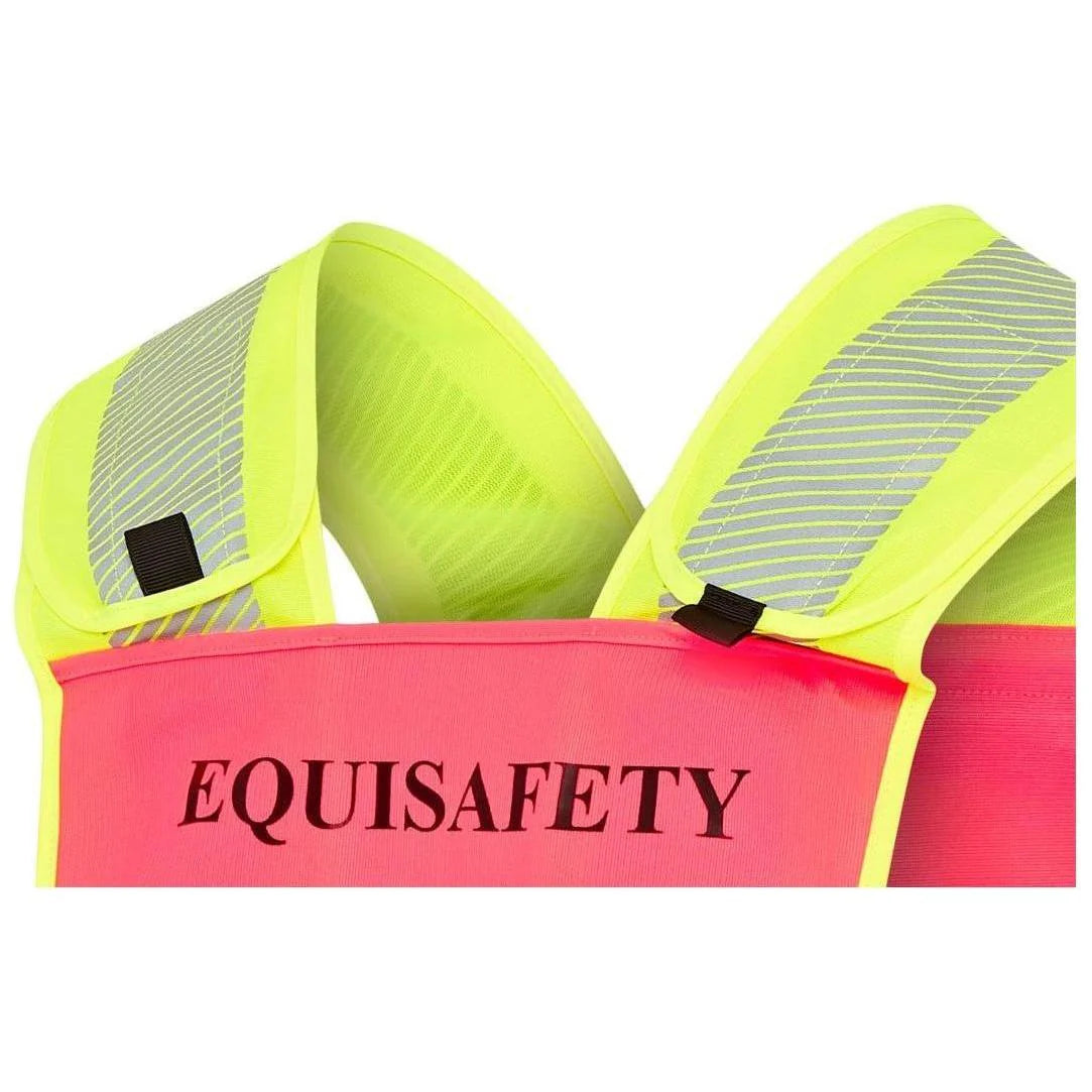 Equisafety Adjustable Reflective Harness with pocket - PINK/YELLOW