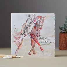 Deckled Edge Happy Birthday Dressage Card