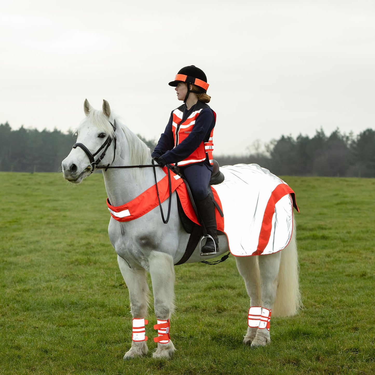Equisafety Reflective Mercury Horse Exercise Rug - Red/Orange