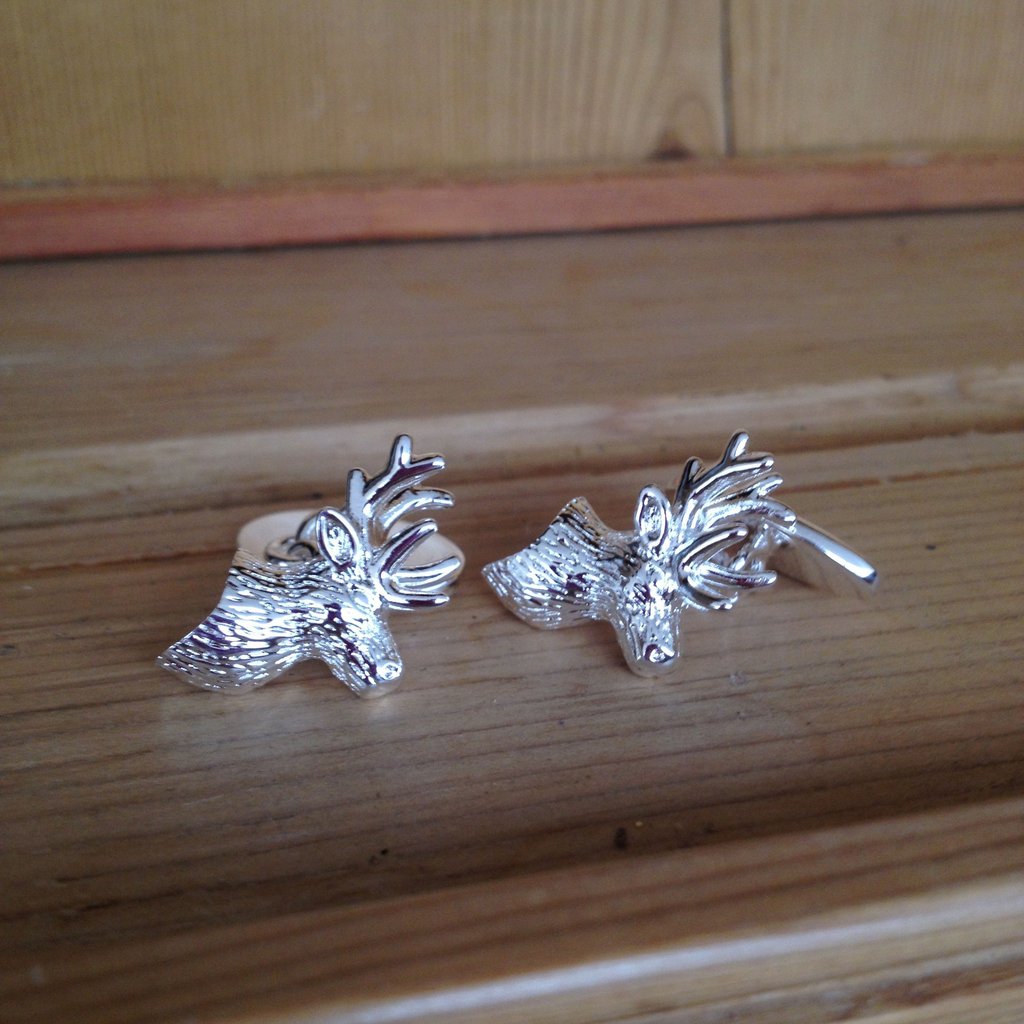 Silver Plated Stag Cufflinks