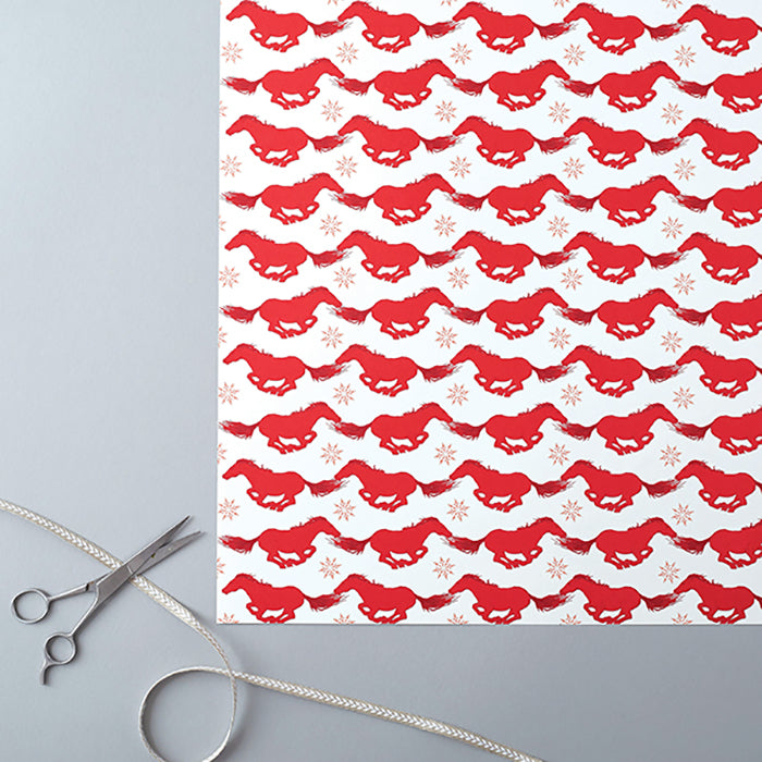 Deckled Edge Gift Wrap Christmas Horsey x 2 Sheets