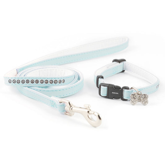 Ancol Small Bite Collar & Lead Set Deluxe Jewel Blue