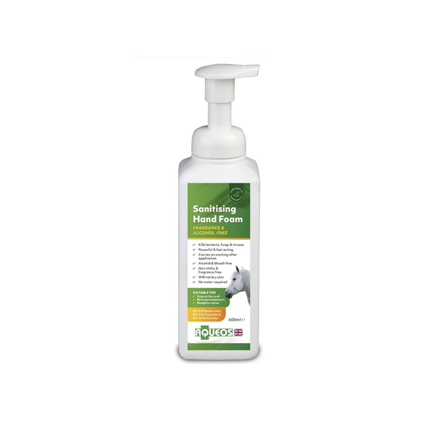 Aqueos Equine Anti-Bacterial Hand Sanitising Foam - 600 Ml