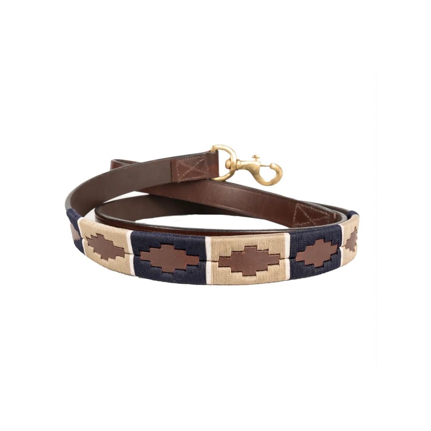 Benji & Flo Sublime Polo Leather Dog Lead Navy/Fossil - 115 Cm