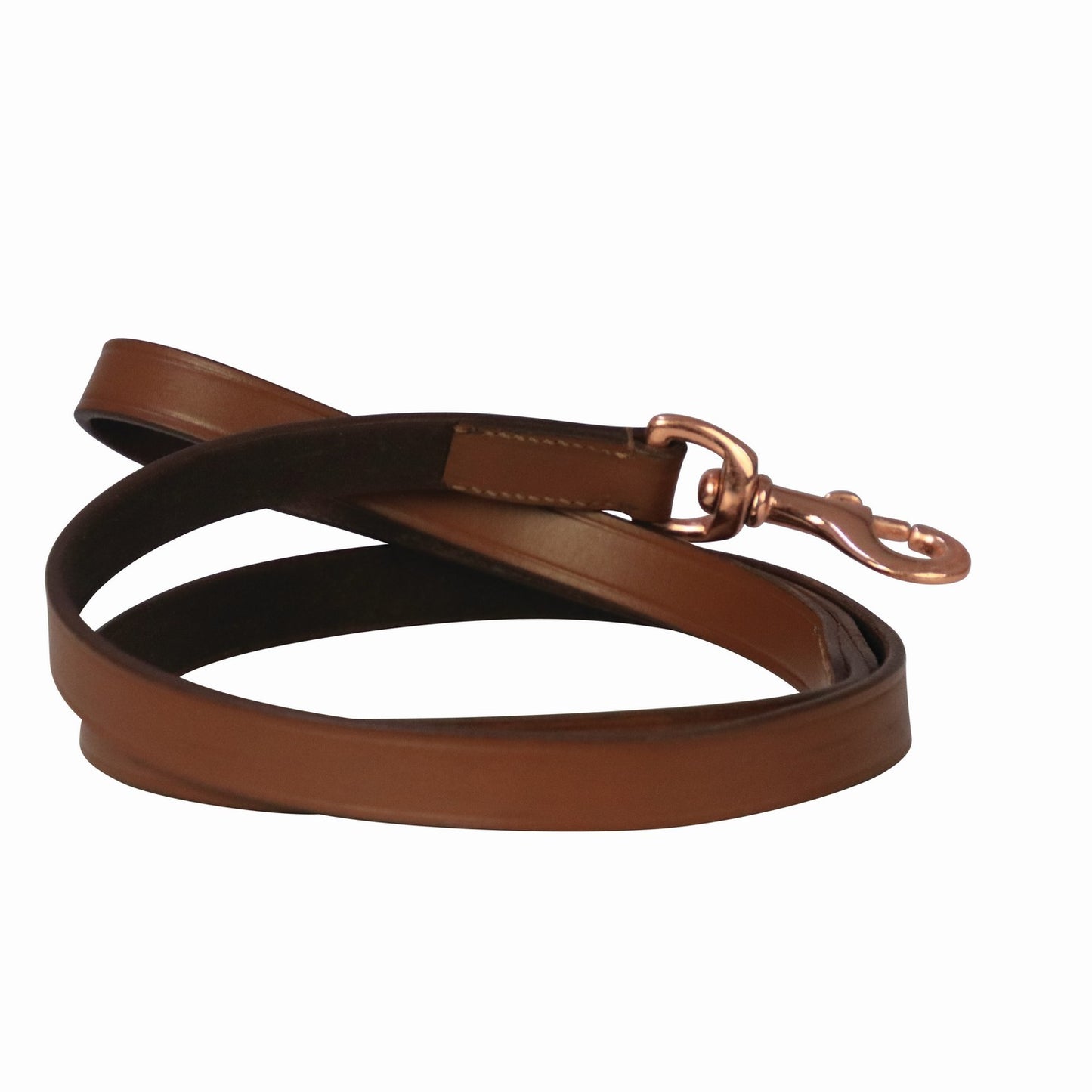 Benji & Flo Deluxe Padded Leather Dog Lead Tan/Rose Gold - 120 Cm