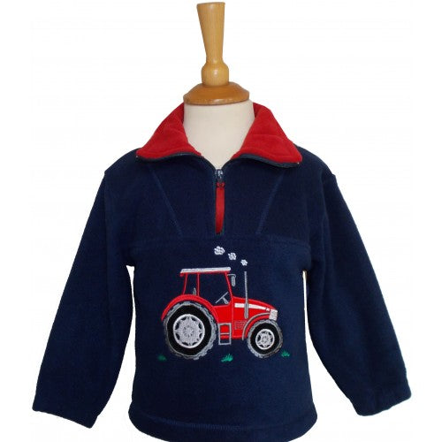 BCC Big Red Tractor Childrens Fleece Jacket Navy/Red Trim