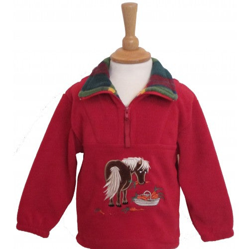 BCC Carrot Pony Childrens Fleece Jacket Red/Red Tartan Check Trim