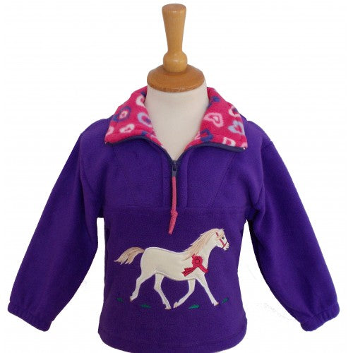 BCC Champion Pony Childrens Fleece Jacket Purple/Fuchsia Pattern Trim