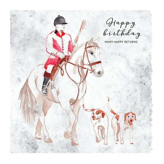 Deckled Edge Fanciful Dolomite Card Happy Birthday Hunting