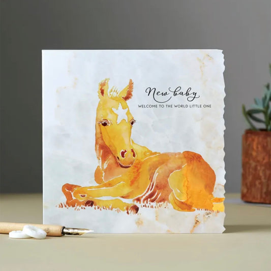 Deckled Edge Fanciful Dolomite Card New Baby