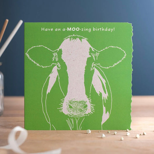 Deckled Edge Colour Block Happy Birthday A-moo-zing Birthday