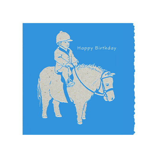 Deckled Edge Colour Block Pony Card Happy Birthday Shetland Pony