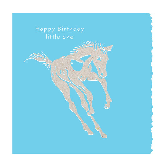 Deckled Edge Colour Block Pony Card Happy Birthday Boy Foal