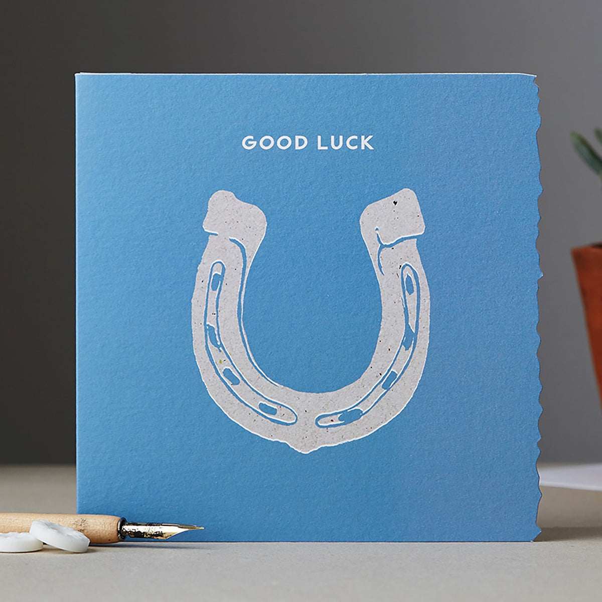 Deckled Edge Colour Block Pony Good Luck Horseshoe