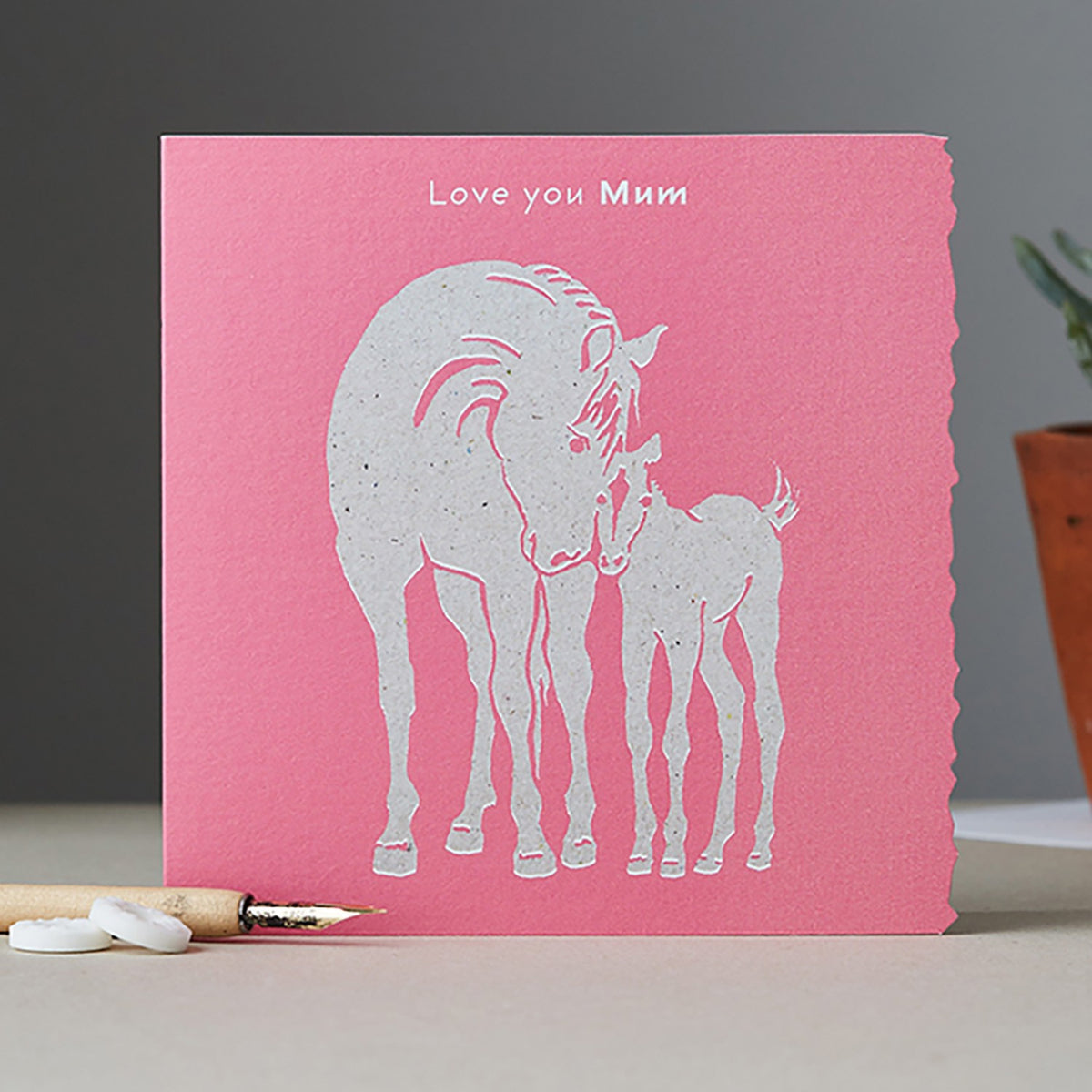 Deckled Edge Colour Block Pony Love You Mum