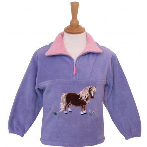 BCC Flora Pony Childrens Fleece Jacket Lilac/Baby Pink Trim