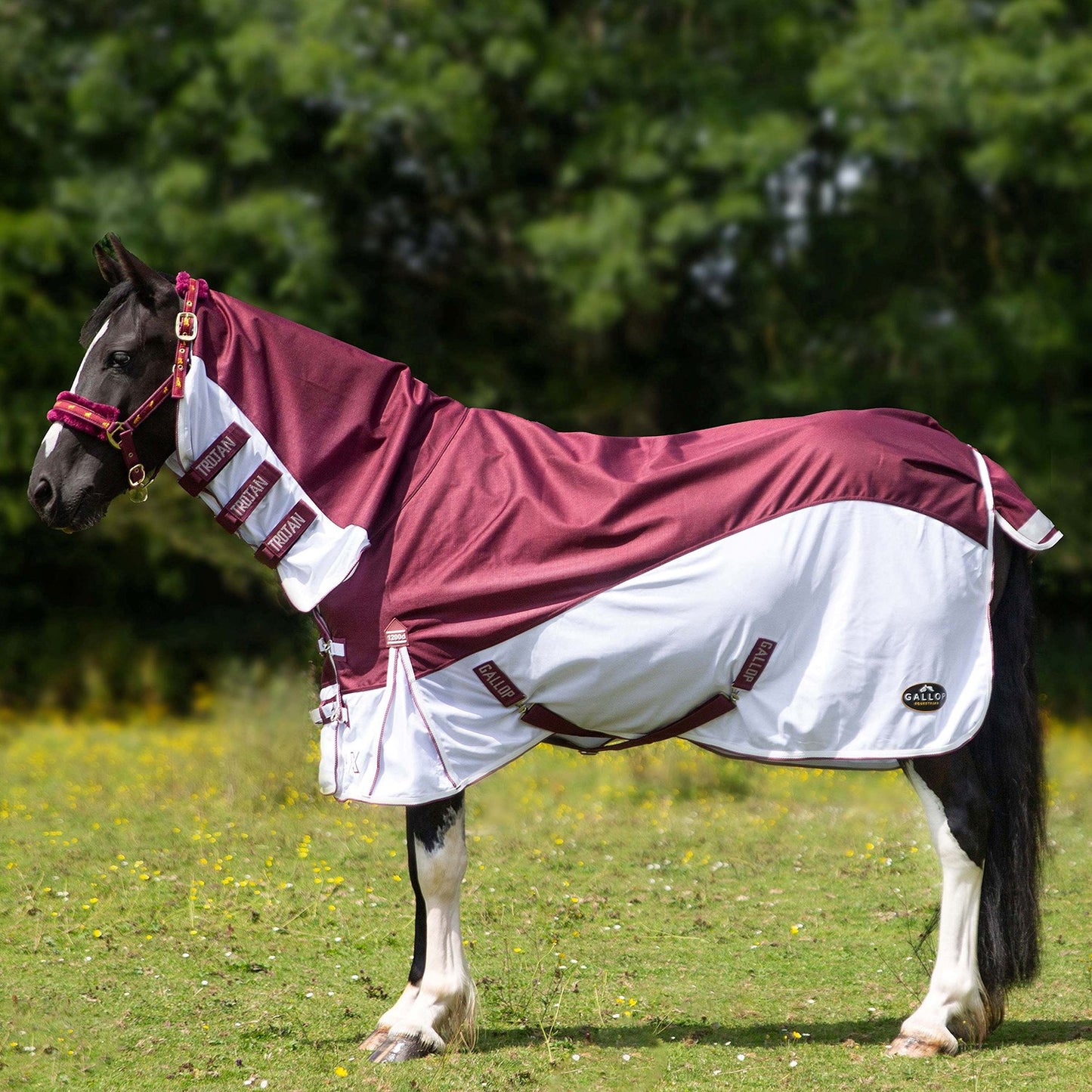 Gallop Trojan Xtra Duraproof Hybrid Combo Fly Rug Burgundy/White